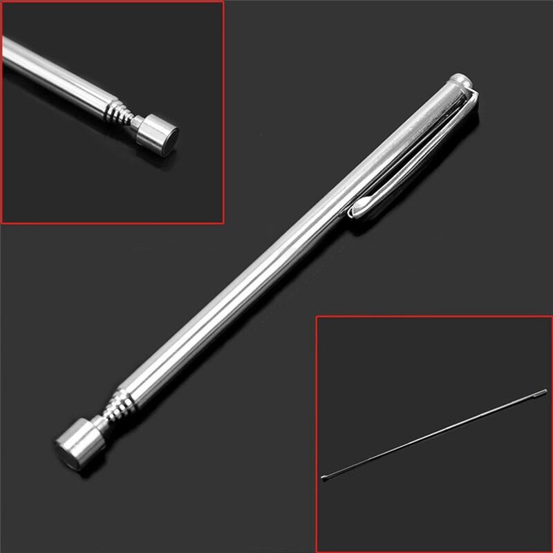 Mini Portable Telescopic Magnet Magnetic Pen Pick Up Nuts and Bolts Handheld Tools Adjustable Length Silver Tone 1PC