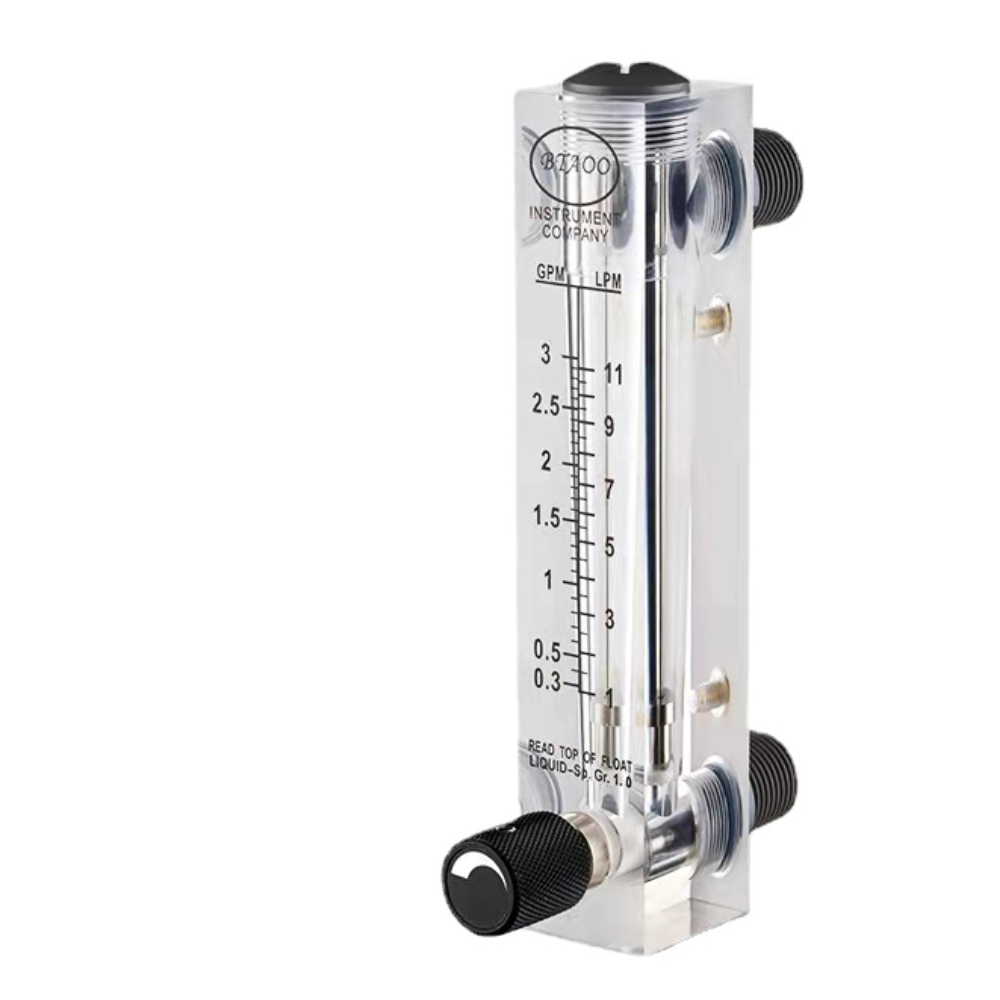 LZM-15ZT 1/4" BSP Female Panel Float Flowmeter Gas Liquid Air Flow Meter Rotameter With Control Valve