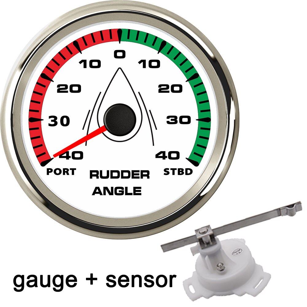85mm Stiefel rüder Winkel Messgerät + Sensor 12v 24v 0-190 Ohm Meter Marine Anzeige mit paarung Sensor 7 farben Edelstahl: Silber- Weiß