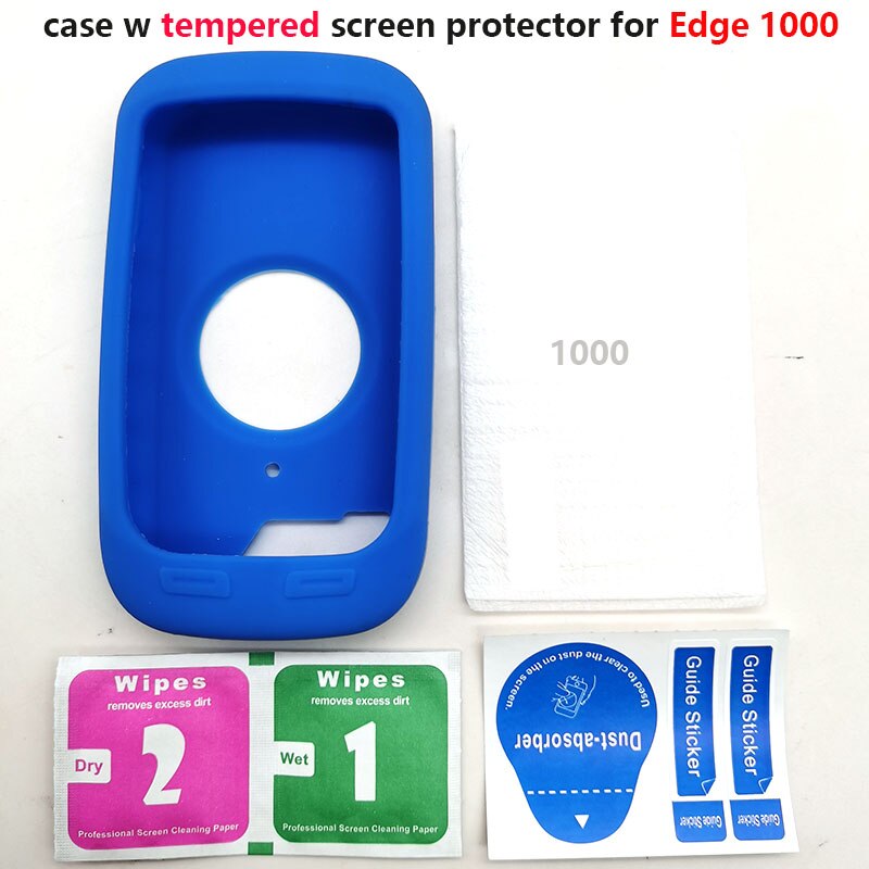 Edge 1000-funda protectora de goma para ordenador de bicicleta, Protector de pantalla para Garmin Edge 1000, GPS: Blue Tempered