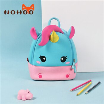 NOHOO school bags 3D Mini Unicorn Cartoon kids Backpack girls waterproof Kindergarten 2-8 Years mochila escolar sac a dos enfant: Small