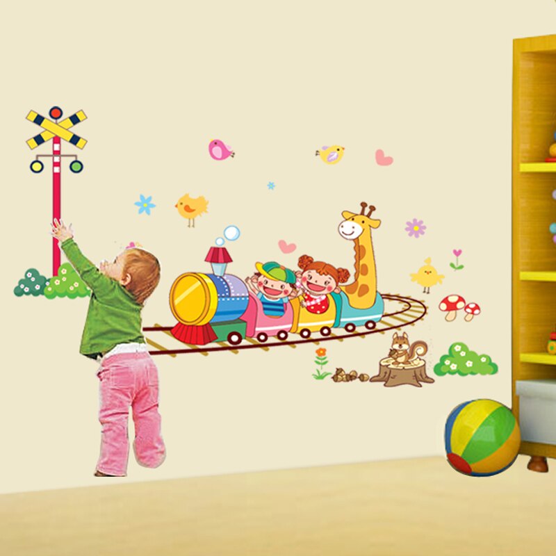 DIY Cartoon Train PVC Removable Decal for Children Kids Living Room Nursery Vinyl Wall Stickers Poster Mural Home Decoration