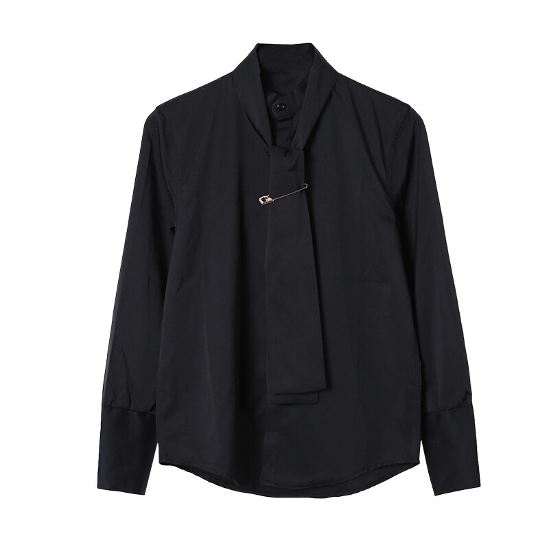 M -3xl dam herrkläder frisör gd sidenscarf pin stativ krage långärmad skjorta plus size kostymer