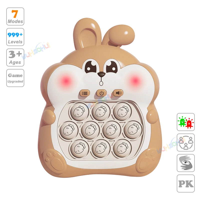 Consola de juegos de empuje rápido con luz Pop electrónica mejorada, juguetes para niños y adultos, juguete antiestrés, máquina de juego interactiva: Azul
