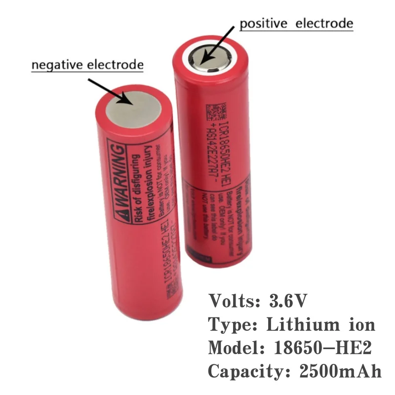 18650 HE2 Akumulator 3,6 V 2500 mAh ICR18650-HE2, używany do różnych produktów elektronicznych, zabawek Z ładowarką USB