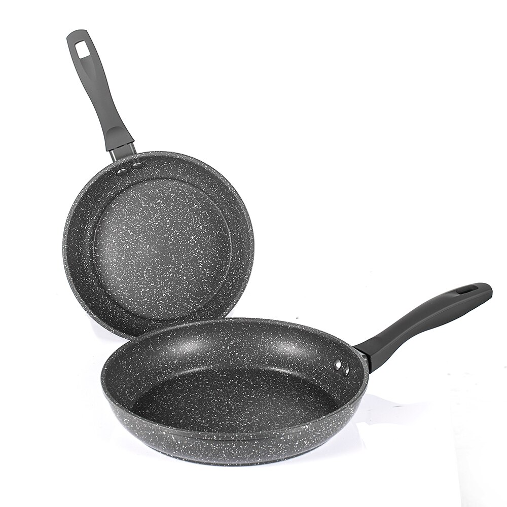 100% PFOA Free Stone-Derived NonStick Frying Pan Coating 5 Layers Bottom Soft Handle Aluminum Dishwasher Safe Cooking Pan Set