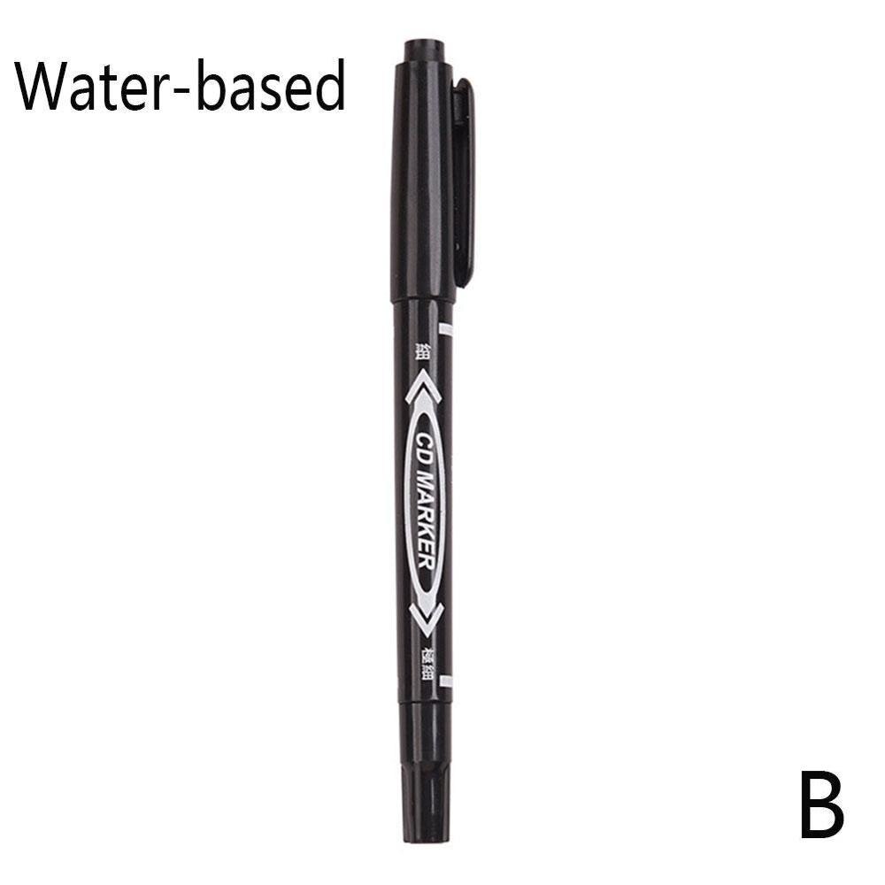 Bolígrafo de punta permanente de doble marcador de punta fina, tinta resistente al agua, plumín fino crudo, tinta negra de 0,5mm-2mm, Color fino, 1 ud.: b