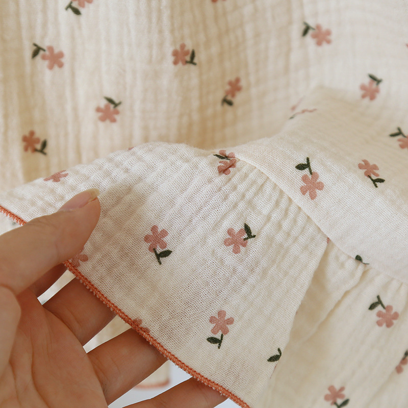 Japanese Summer Women's Pajama Set 100% Cotton Crepe Cloth Ladies Suspender+Shorts Two Piece Home Furnishing Set