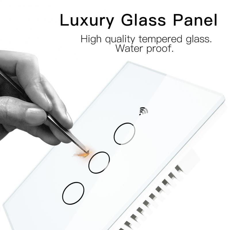 Tuya/Smart life APP Smart Wall Touch WiFi Switch 170-250V No Neutral Wire Needed Smart Home Automation Google Home Alexa Voice