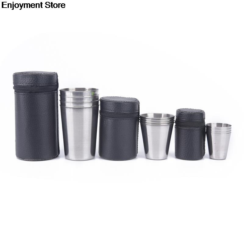 30Ml/70Ml/170Ml Outdoor Camping Cup Servies Reizen Cups Set Rvs Cover Mok Drinken koffie Thee Bier Met Case