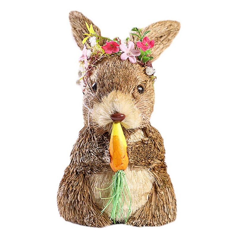 Lapin de pâques en paille, décoration, carotte, souvenir de pâques, décoration de la maison: Default Title
