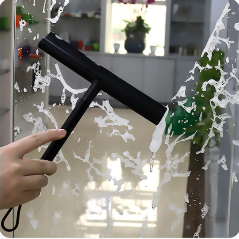 Shower Squeegee for Glass Door Wall Scraper Cleaner with Silicone Holder Bathroom Mirror Wiper Rubber Blade Water Remover Tool