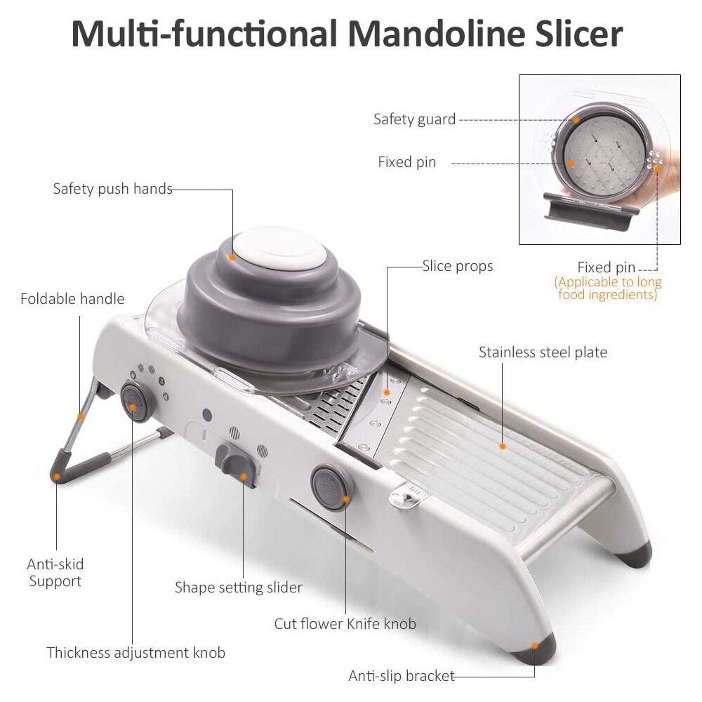 Manuelle Gemüse Cutter Professionelle Reibe Mit Verstellbare Edelstahl Klingen Mandoline Schneidemaschine Küche Knoblauch Brecher Werkzeug
