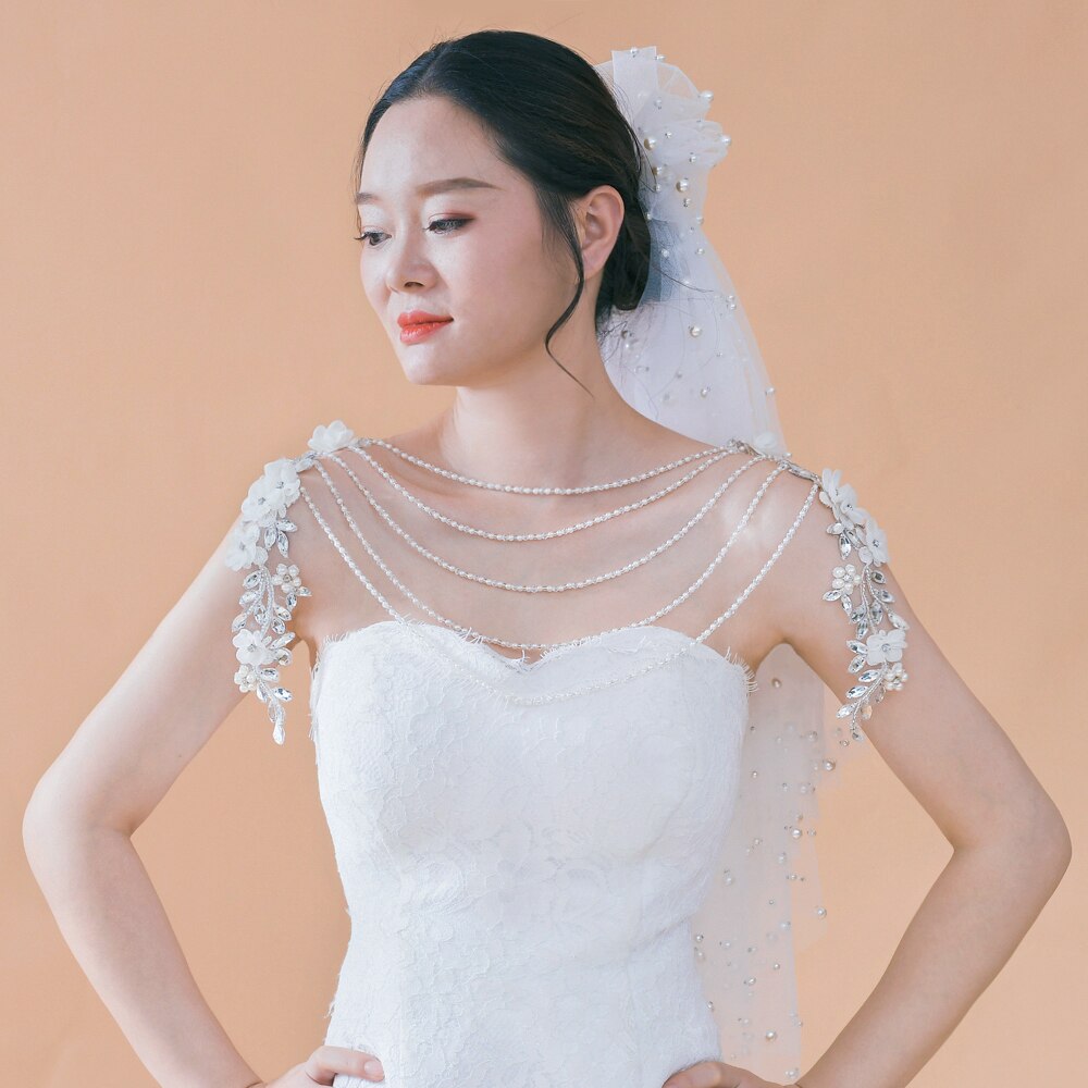 TOPQUEEN G10 Crystal Bling Beaded Bridal Wraps Beading Lace Wedding Shawl Jacket Bolero Wrap Bride Coat Cape Boleros Party Shrug