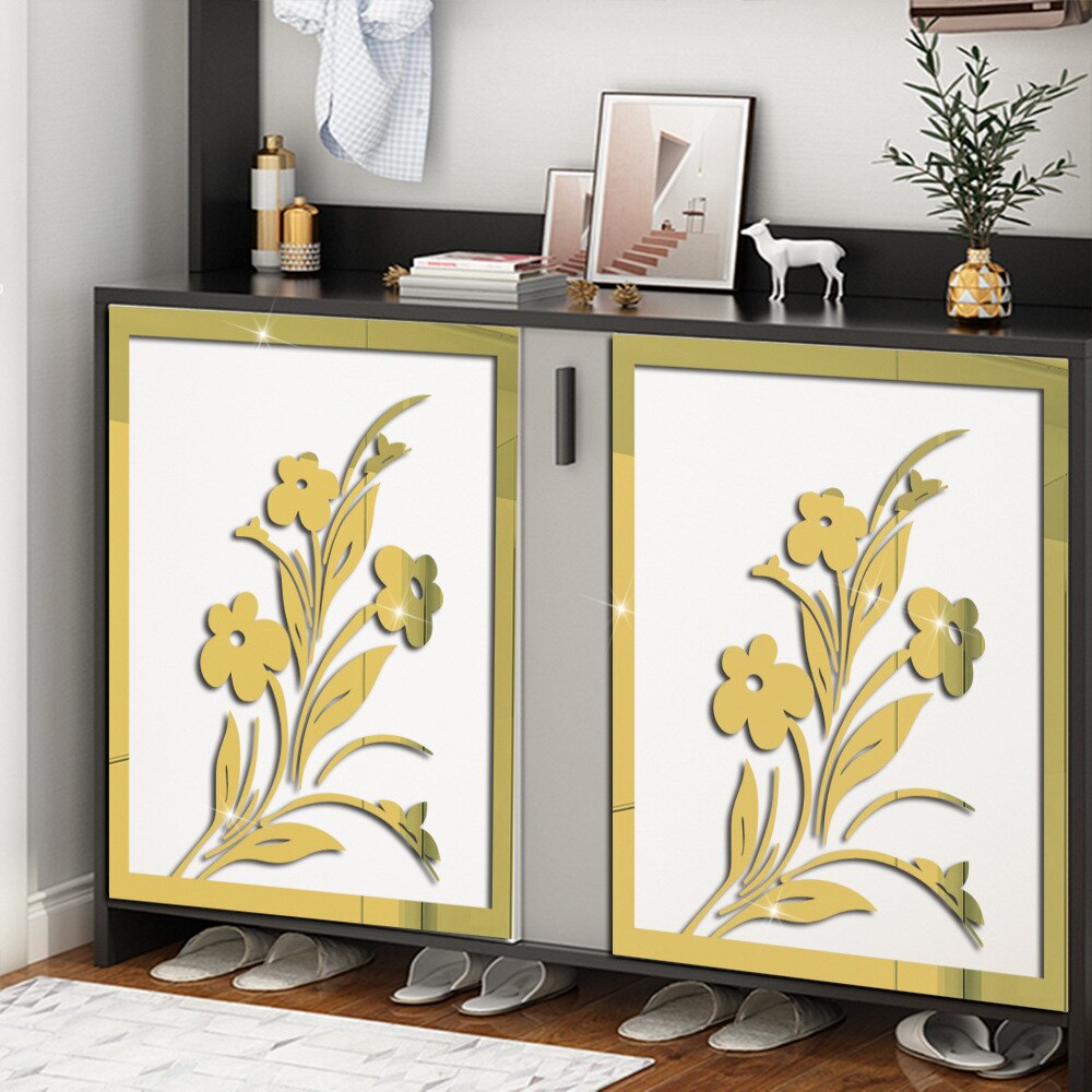 Meubels Kast Interieurstickers Spiegel Acryl Muur Sticker Zelfklevende 3D Waterdichte Sticker Tv Kast Decor Schilderen