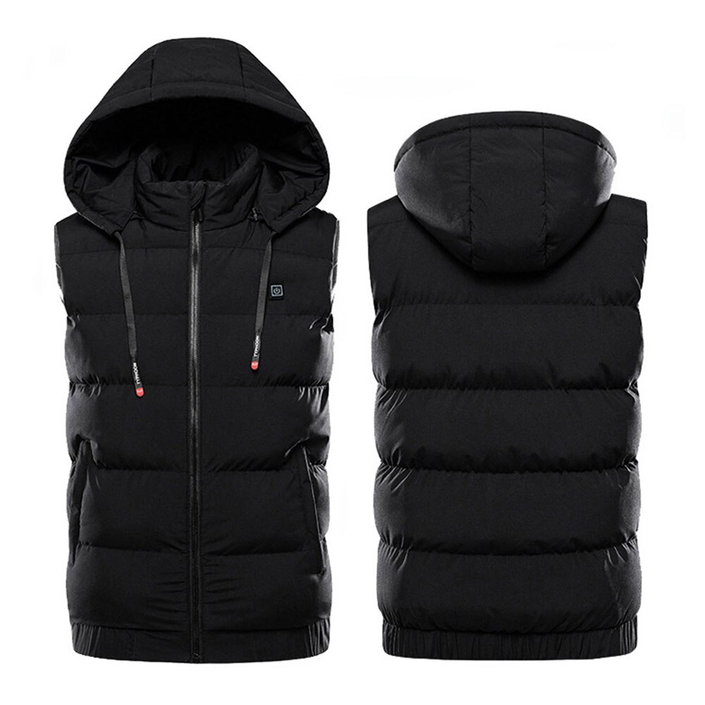 9 Areas Heated Jackets Intelligent Temperature Control Fever Keep Warm Cotton Waistcoat With Hood Outdoor Winter Warm Clothing