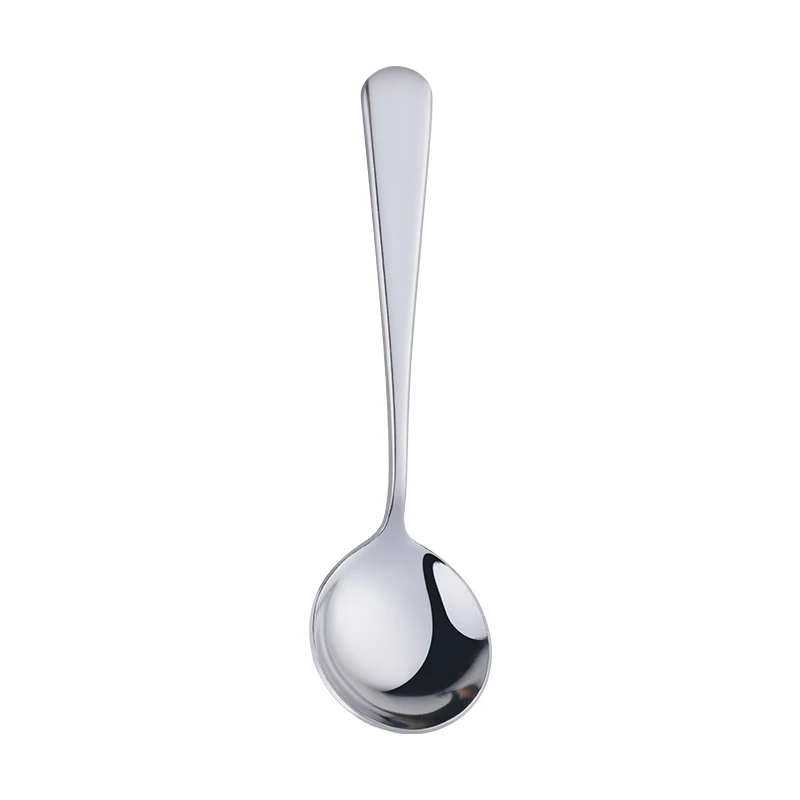 6/8/11Pcs Stainless Steel Soup Spoons Round Dessert Spoon 11 Colors Spoons Set Ice Cream Scoop Spoon In Party Dinnerset: Silver