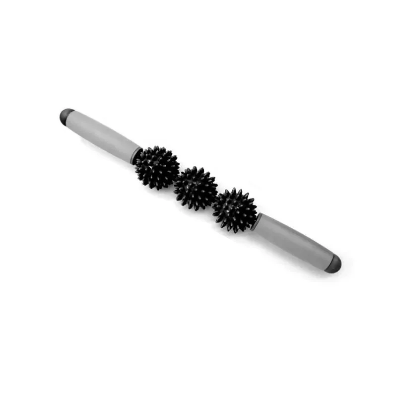 Yoga Fitness Massage Stick Wheel Roller Muscle Relaxation Handheld Ball Lupu Tai Kwu Five Ball Three Wheel Roller Stick: Silver