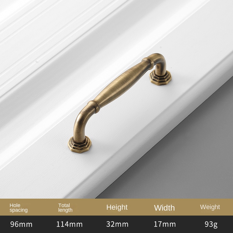 American pure copper solid furniture closet door brass single hole handle Chinese vintage cabinet drawer copper handle: dark green