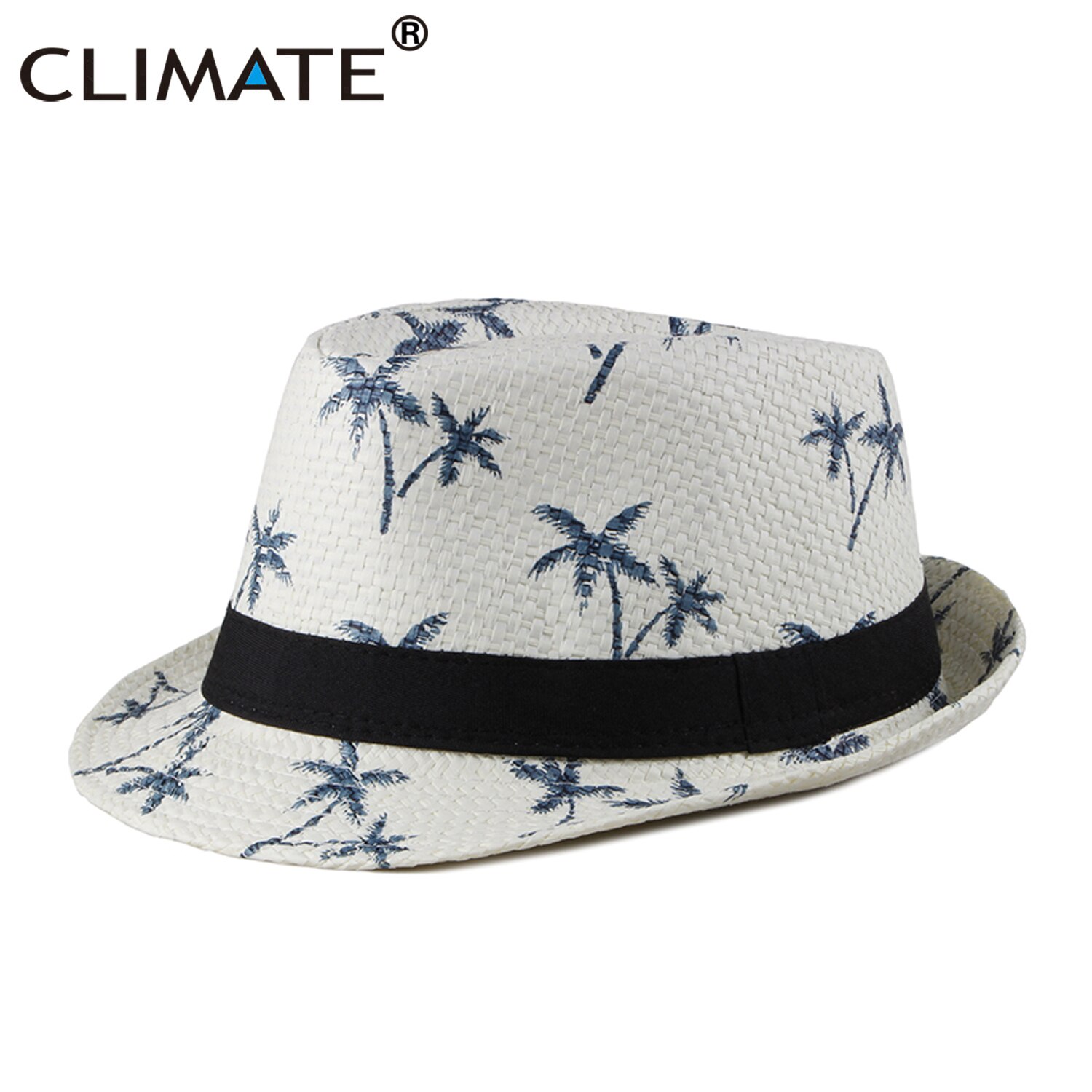 CLIMATE Cool Straw Hat Seaside Beach Cool Coconut Hat Vacation Trip Fedora Panama Straw Hat Paper Retro Fedora Hat Cap: White