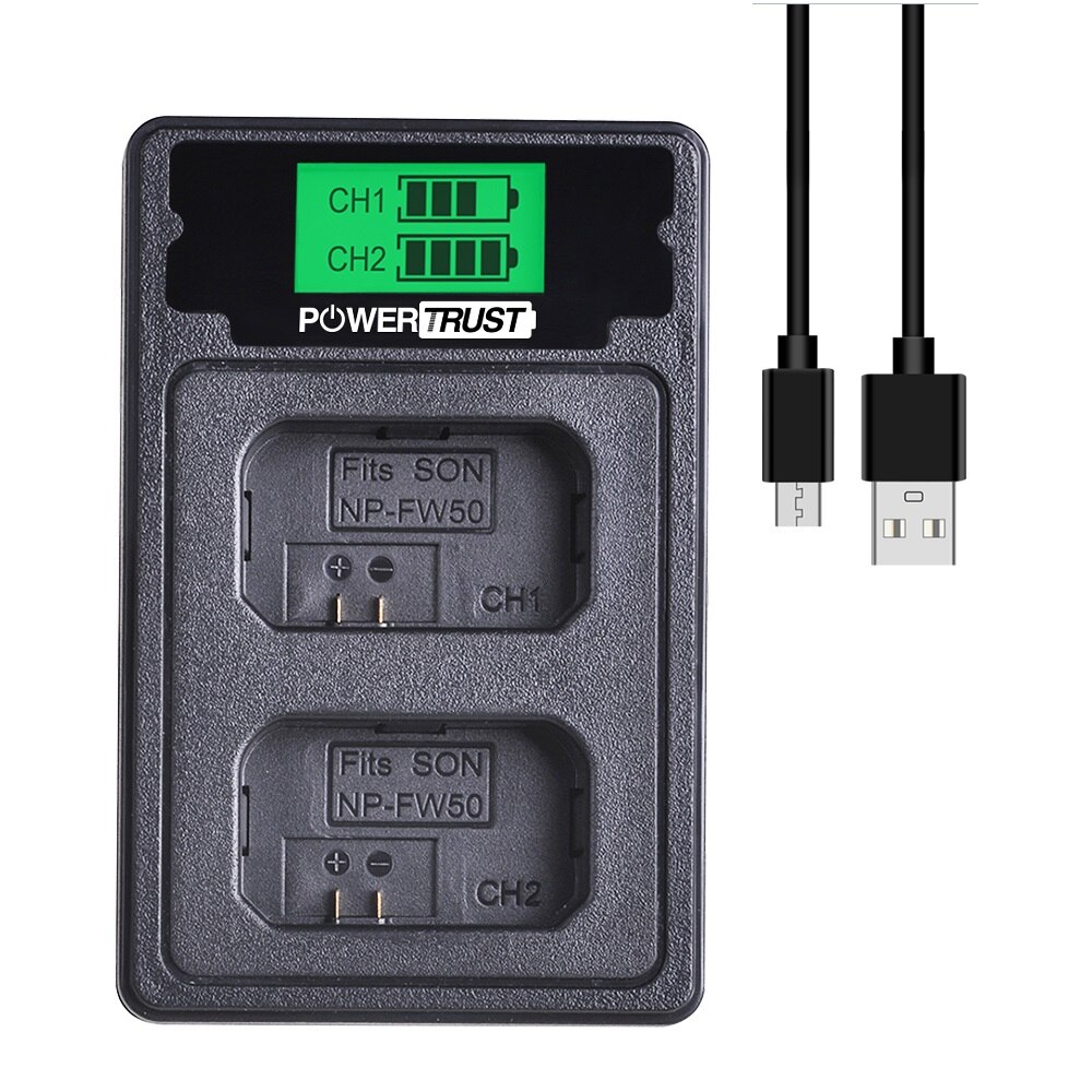 Batería y cargador NP-FW50, Compatible con Sony Alpha A6000, A6400, A6100, A6300, A6500, A5100, A5000, A3000, A55, serie 7: 1x Charger