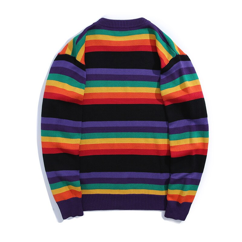 Regenboog Ronde Hals Trui Mannen Gxxh Herfst Winter Plus Size Heren Jumpers Gebreide Kleding Mode Gestreepte Oversized Trui Mannelijke