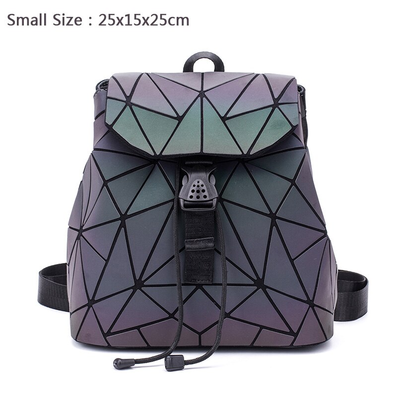 Women Backpack Luminous Geometric Plaid Sequin Female Backpacks For Teenage Girls Bagpack Drawstring Bag Holographic Backpack: Luminous Irregular S