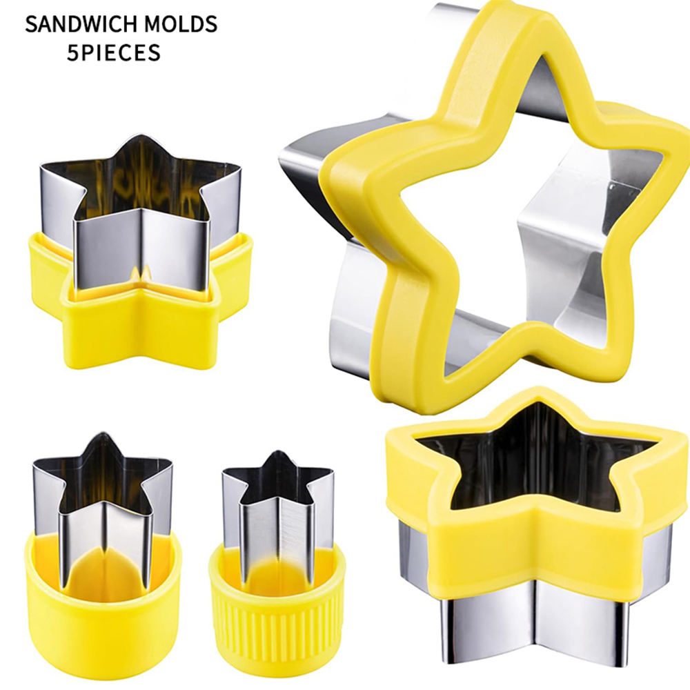 Cortadores de sándwich especiales para niños, molde para pan, galletas, frutas, verduras, corazón, fabricante de pentáculos, herramientas para hornear para niños: Beige