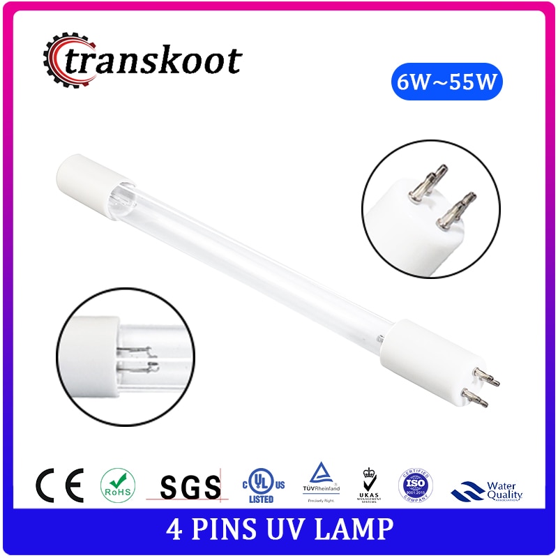 6w to 55w uv-lampe bakteriedræbende belysning akvarium akvarielampe ultraviolette lys til vandrenser sterilisator 4 stifter uv-lys