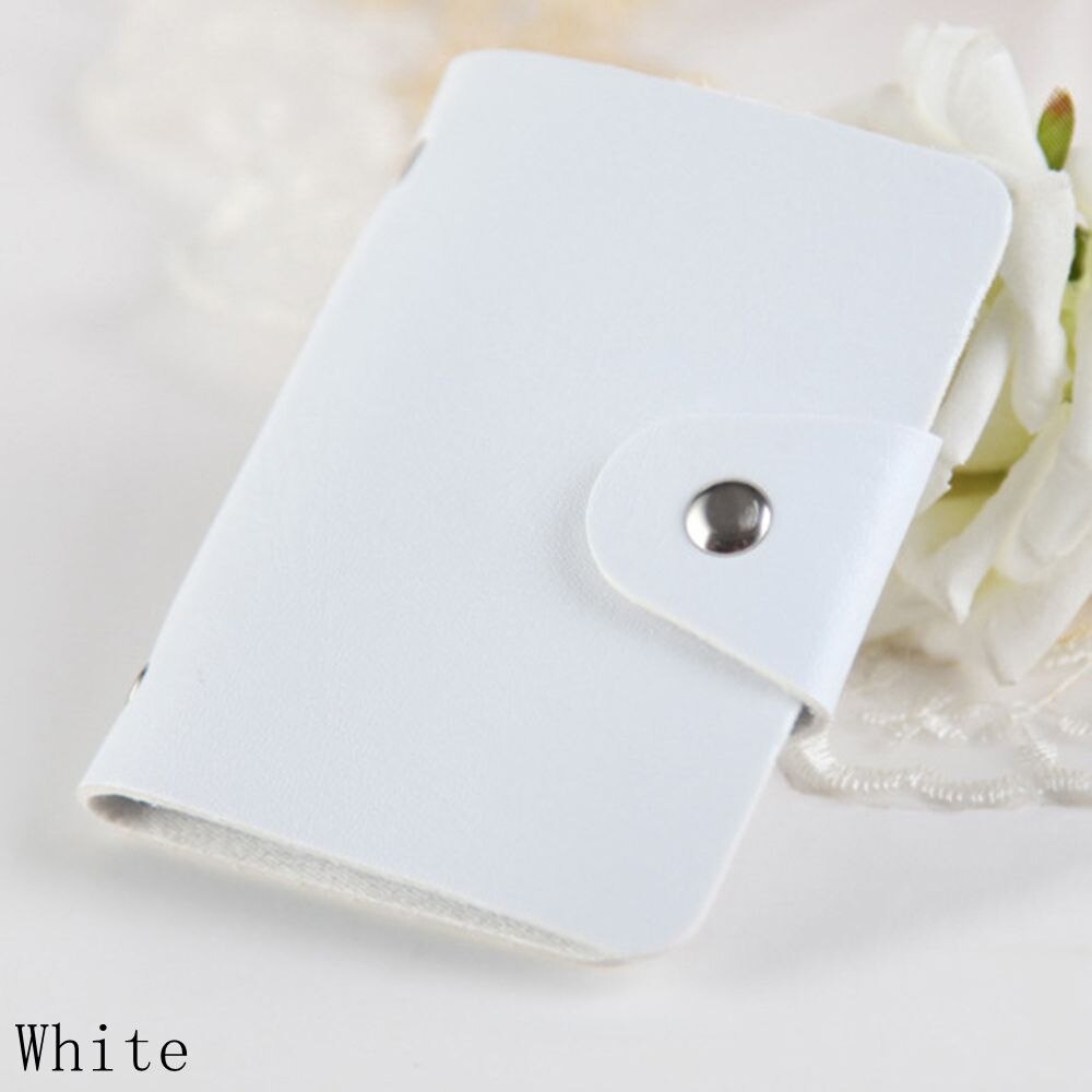 24 Card Slots Business Card Holder PU Leather Plastic Candy Color Korean Passport Bag Cute Card Holder Credit Card Bag: Style 1-white