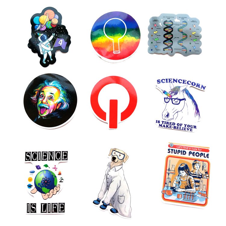 50PCS science chemistry lab astronaut stickers blockchain code Brain scientists funny stickers for child decor Luggage