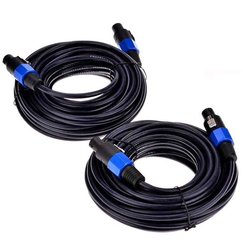 Paquete de 2 Cables Speakon macho de 25 pies a Speakon, Cable de 12 metros AWG o Cable de altavoz DJ con bloqueo de giro: Default Title