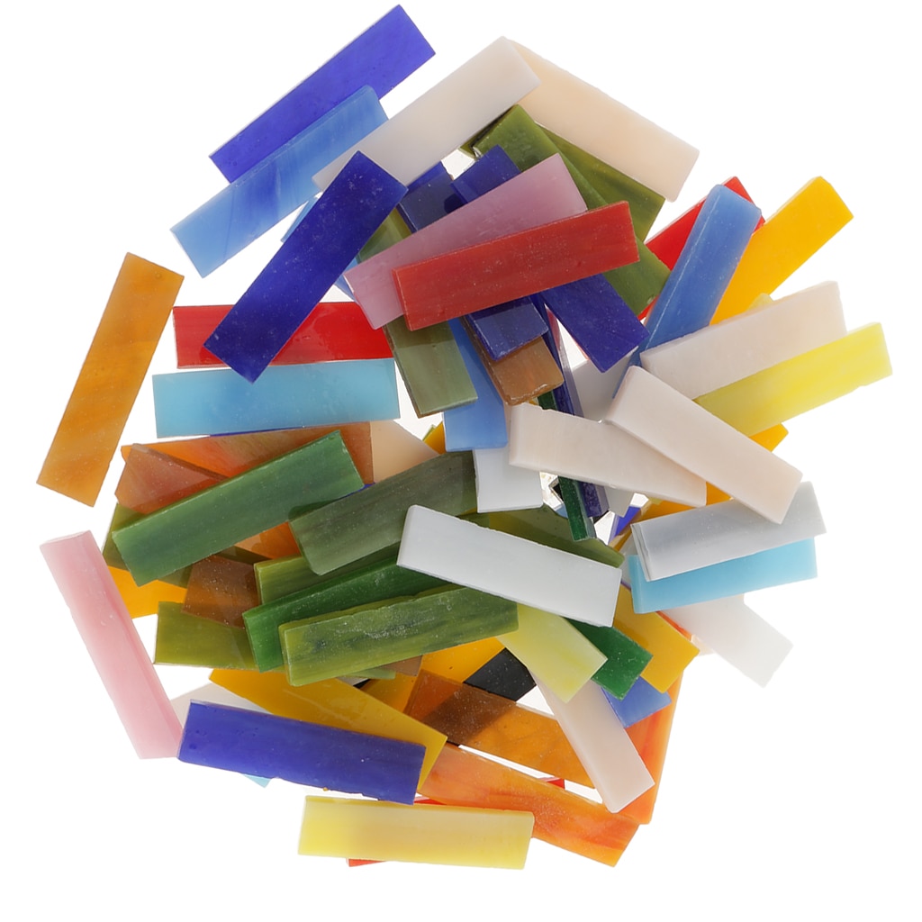 70 stk assortert farge rektangel glass mosaikk fliser deler gjør-det-selv håndverk 10 x 40mm