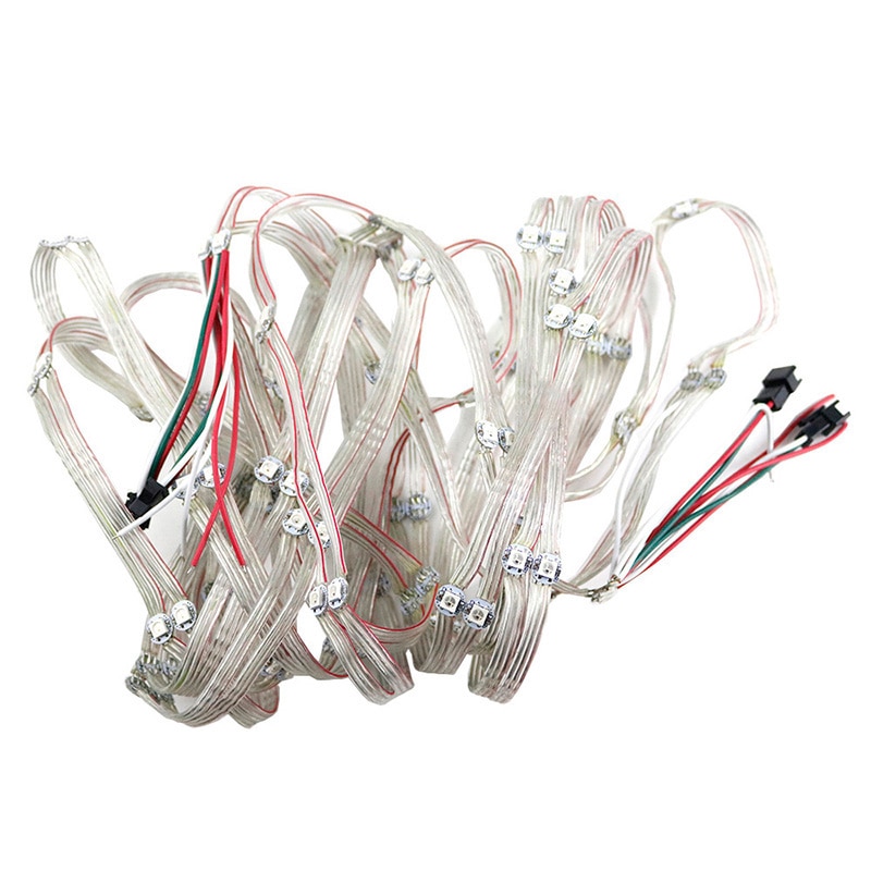 50-100PCS WS2812B Pre-Soldered LED Module Nodes 5V Addressable on Heatsink with 10CM Wire Built-in SMD5050 RGB Idividually