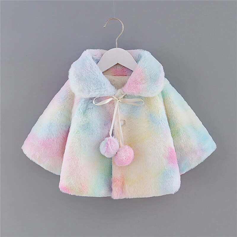 Baby girl tie-dye Coat Outerwear Winter Long Flare sleeve Warmwear for Toddler Streetwear kids clothes