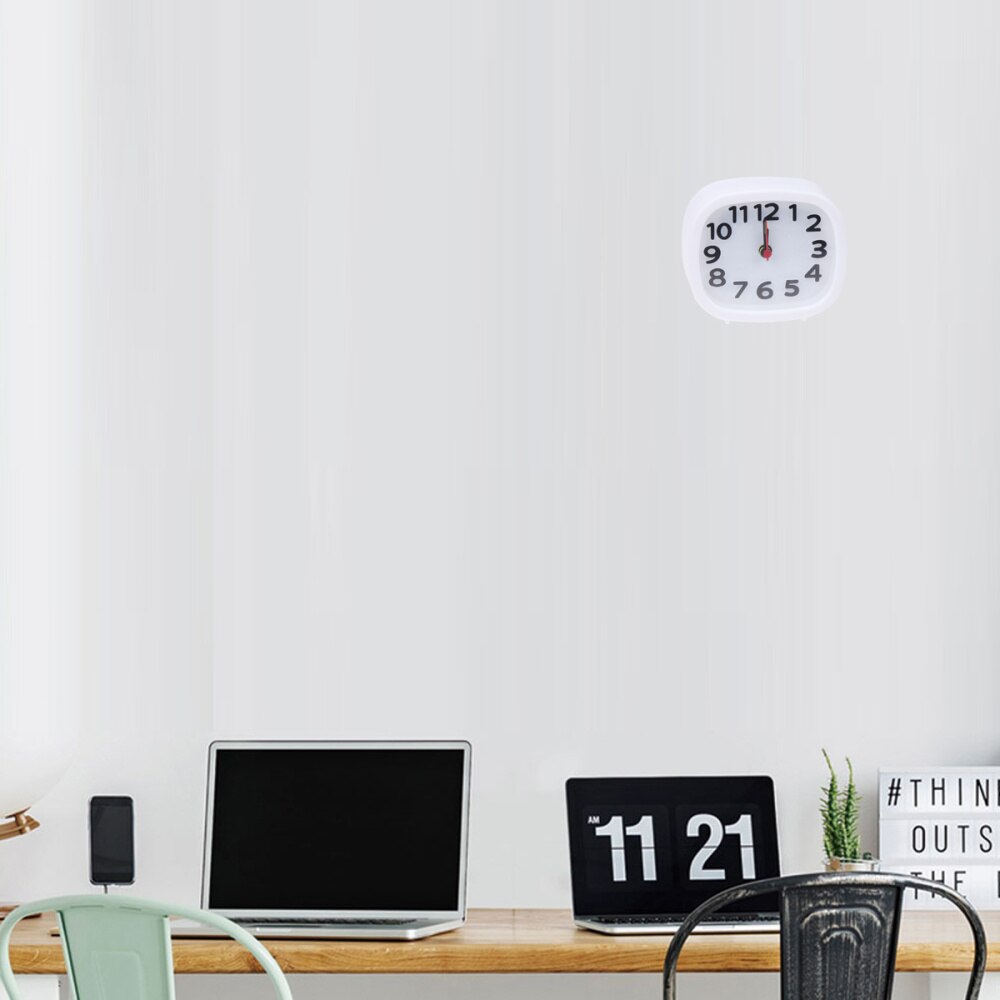 Simple Square Alarm Clock Small Desktop Clock Luminous Hour and Minute Hand Kids Alarm Clock Without Battery (Black)