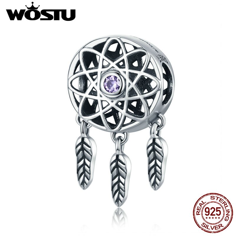 WOSTU 925 Sterling Silber Traum Fänger Charme CZ Korn passen Original Armbinde Armreif Anhänger Zubehör Schmuck, Der FIC1128