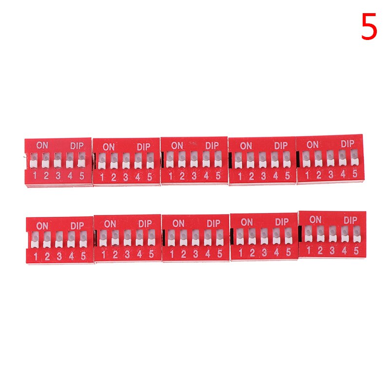 10pcs/lot Slide Type Switch Module 1 2 3 4 5 6 8 9 10 PIN 2.54mm Position Way Pitch Toggle Switch Red Snap Switch Dial Switch: 5