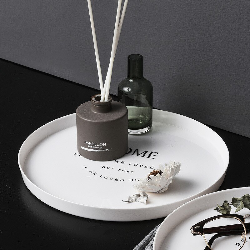 Nordic Style Plastic Round Breakfast Tray Food Fruit Dessert Plate Snack Storage Trays Kitchen Decorative Dish Tray C1574 d