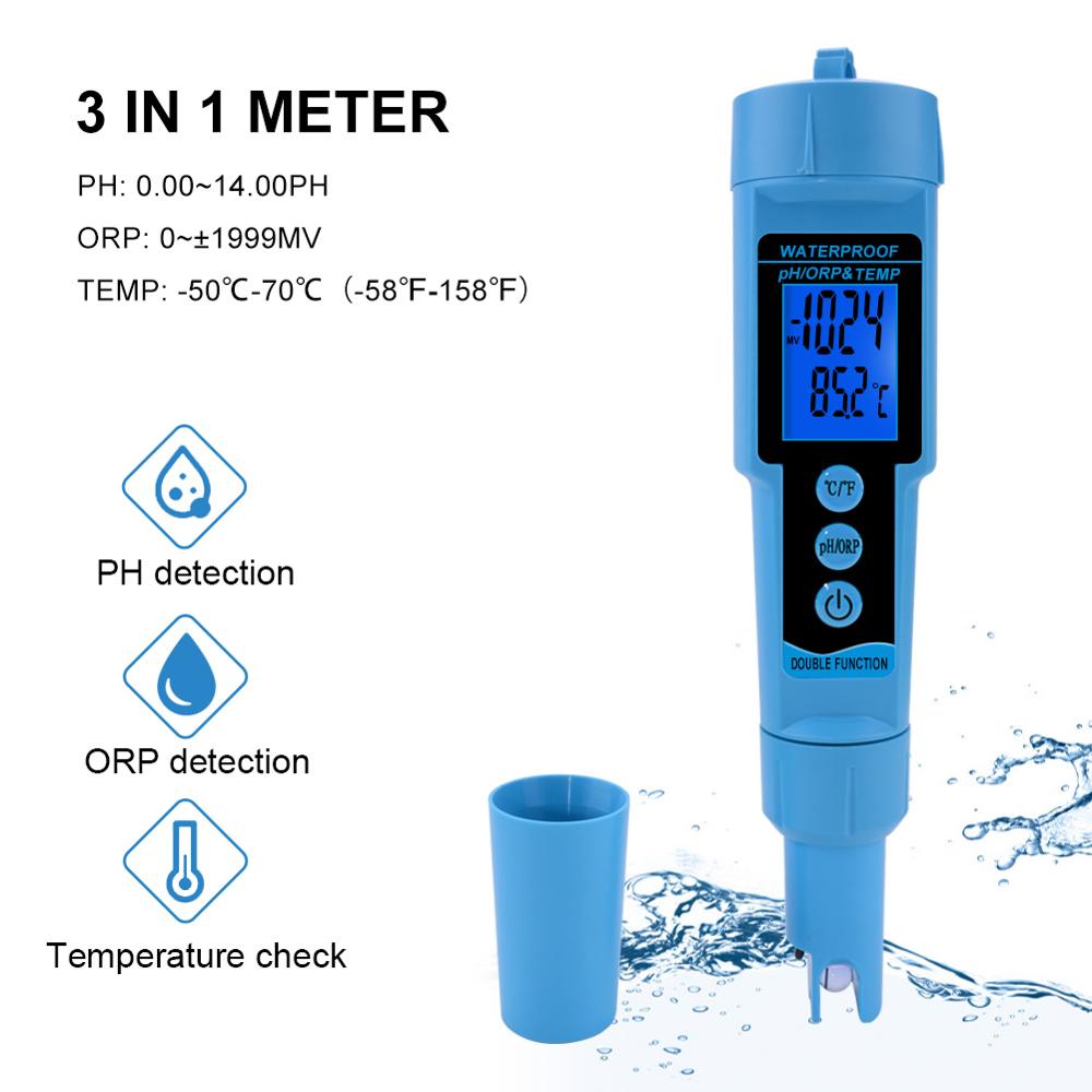 3 in 1 pH ORP TEMP Meter Water Detector Multi-para...