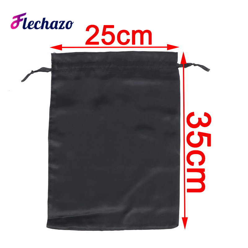 Sac de perruque en Satin, 12 pièces, sacs de rangement 25x35Cm, grand sac de perruque en soie douce noir rose pour outils d'emballage de perruque, accessoires de perruque