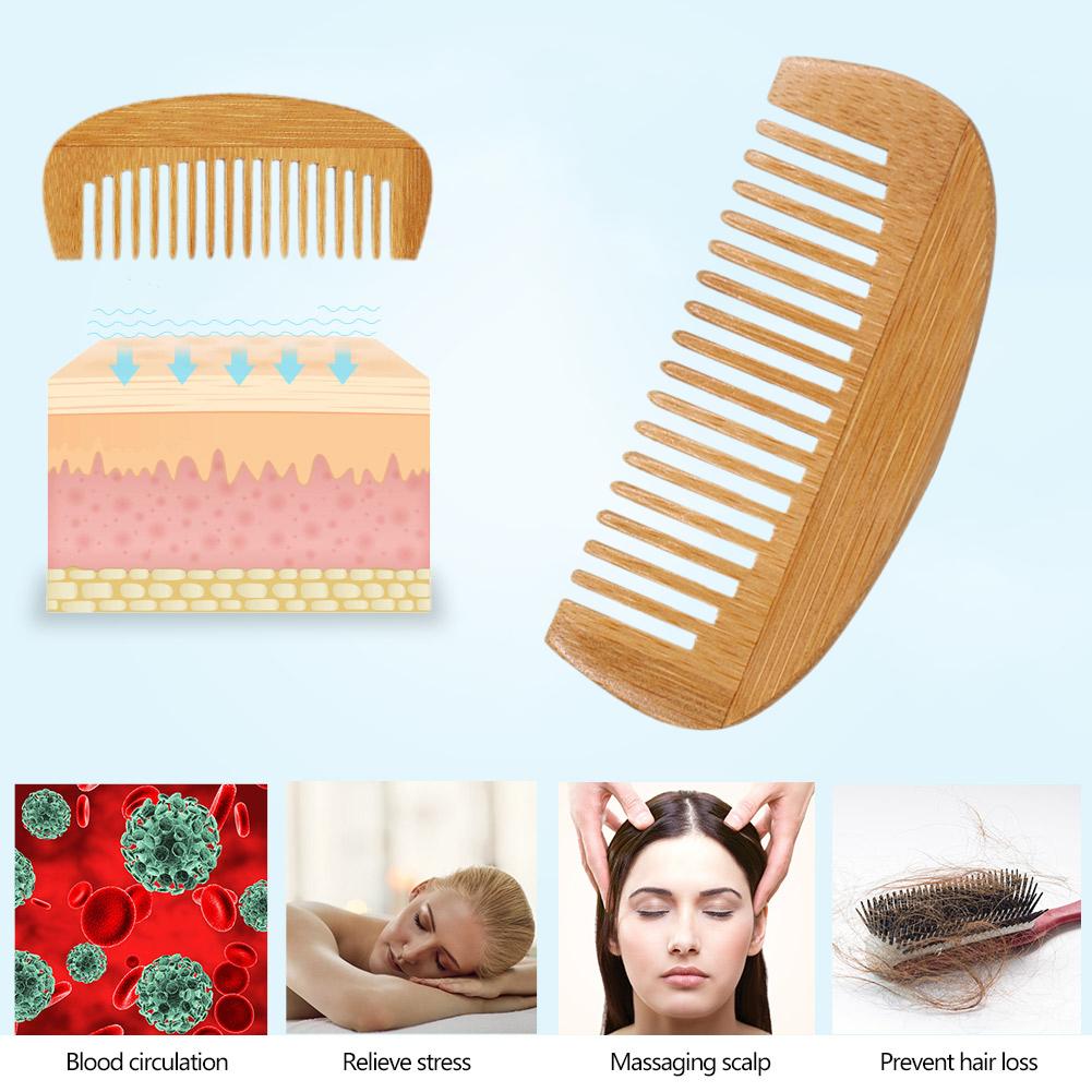 Peineta con motivo de luna creciente, 12x5,2 cm Nan bambú Crescent Hair, peine de peluquería portátil, peines de cuero cabelludo de masaje Antiestático de madera