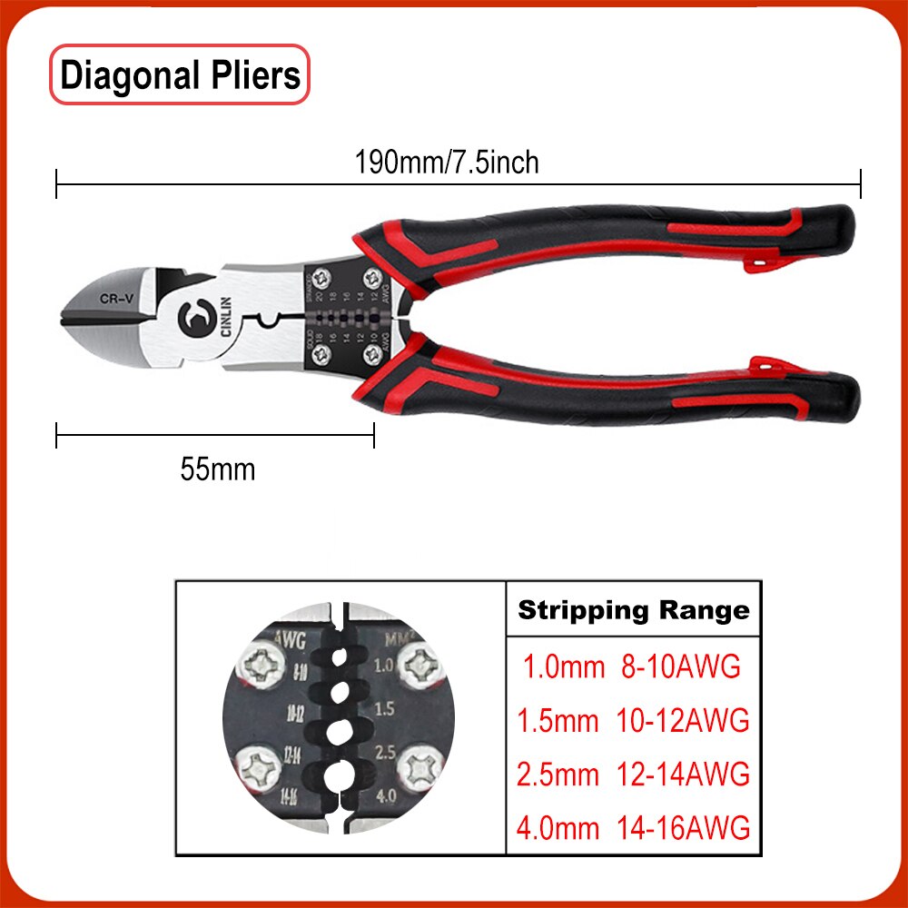 Multifunctionele Universele Punttang Diagonale Tang Universele Kniptang Elektricien Speciale Tangen Tool: Diagonal Pliers