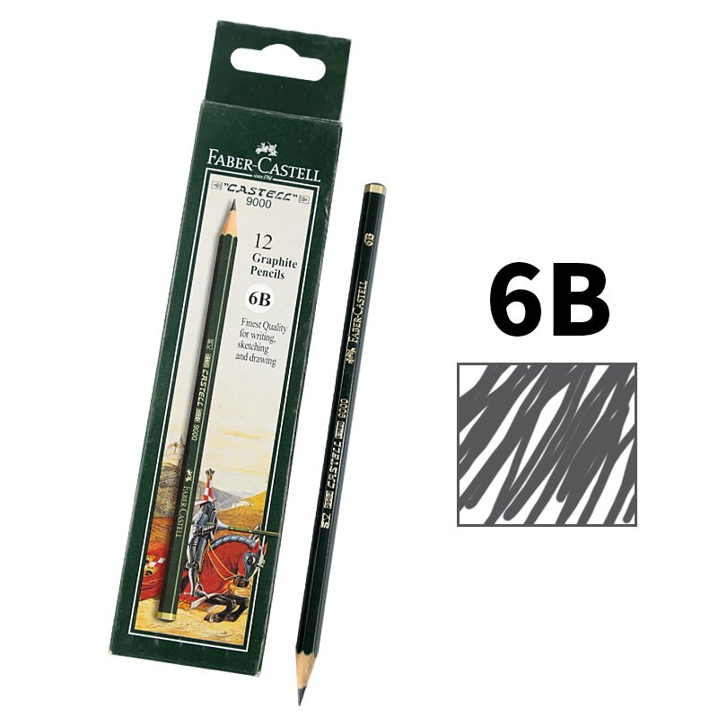 Faber-Castell 9000 Standard Pencil Drawing Animals set 16/12pc Graphite Sketch Pencils Wooden Black Crayon hexagonal Bleistiftes: 12pcs 6B