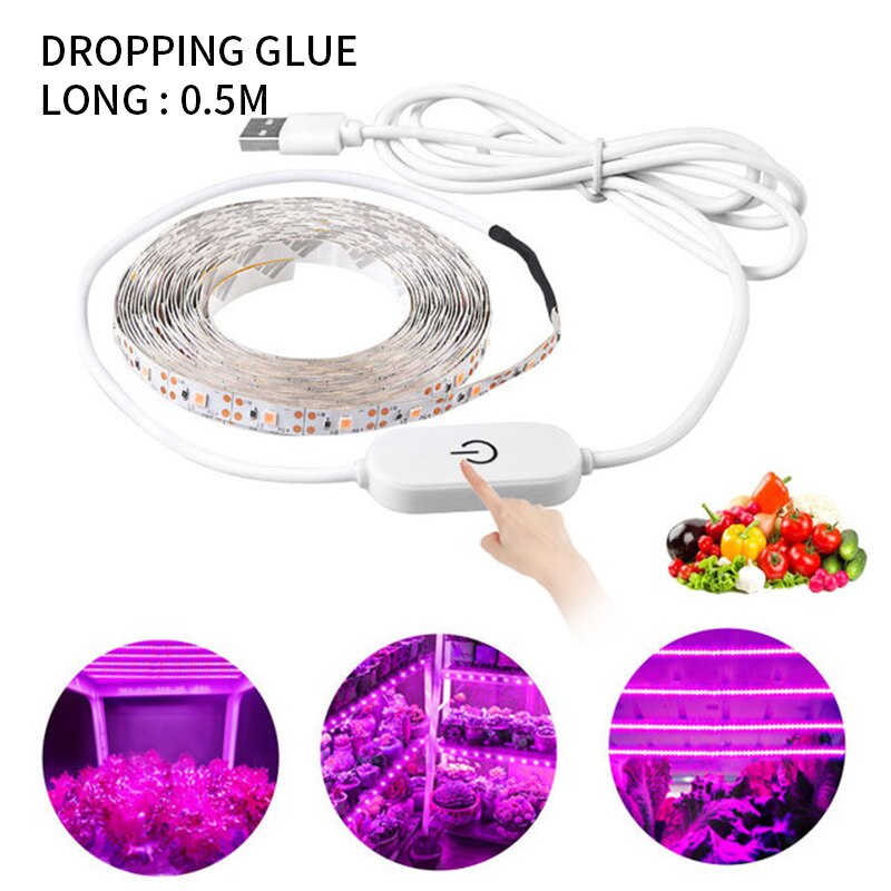 Kasvi kasvaa valo led-kasvinauhat valot joustava kasvuvalaisin kasvihuoneisiin hydroponics kukka nauhat valot kasvi valonauhat: Drop-touch-paina / 1m