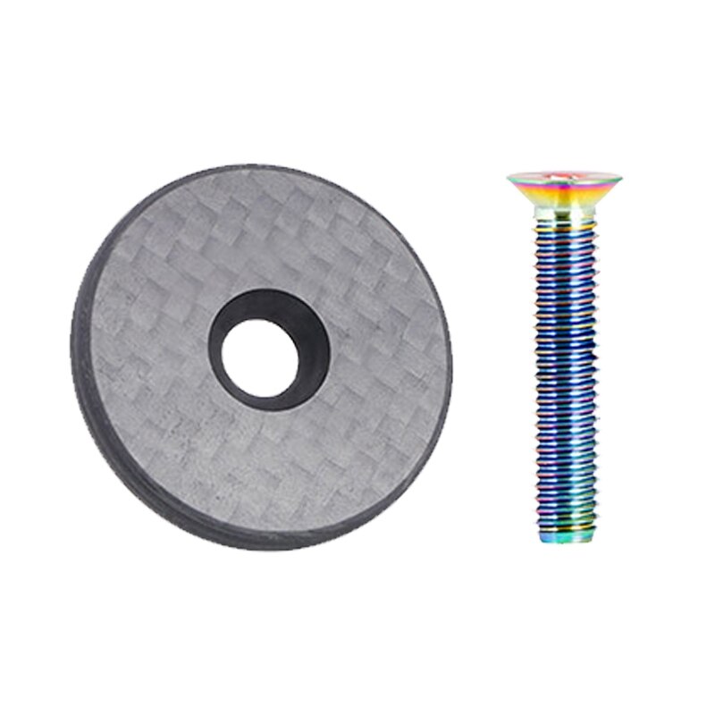 Carbon Stem Top Cap Bicycle Headset Top Cap for Mountain Road Bike M6X30mm Titanium Bolt 2.86CM: Default Title