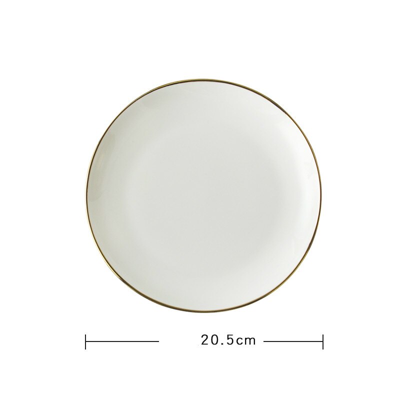 White Ceramic Tableware Bone Porcelain Dish Plate The Colour on The Plate Dinner Plate Flat LIDS, Jingdezhen Pure White Dish: 8 inch