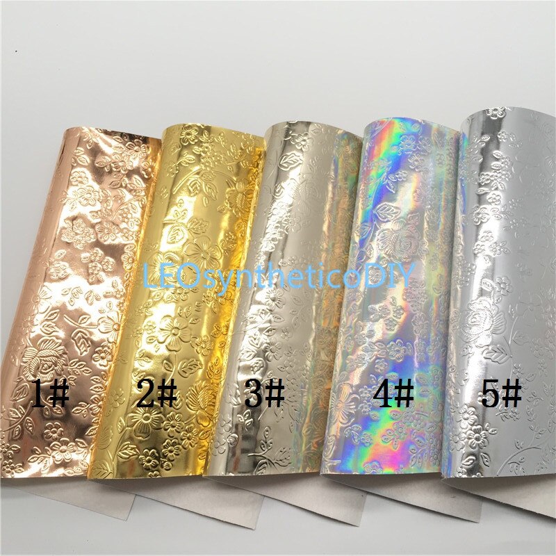 1PC 21X29CM Flowers Embossed Synthetic Leather Fabric, Faux Leather Sheets For Making Bows LEOsyntheticoDIY 3S03C