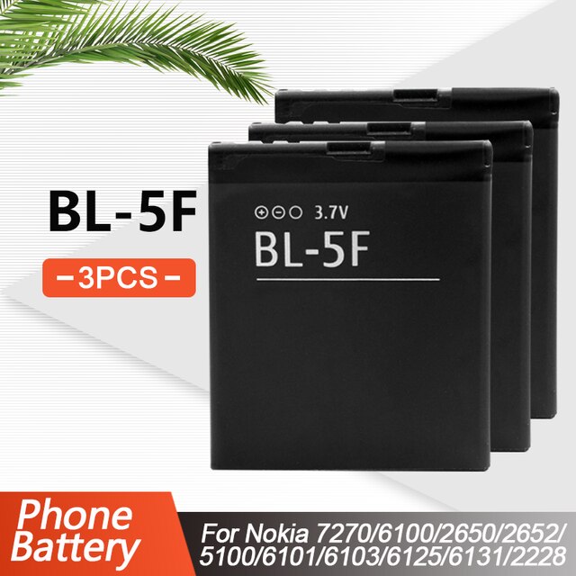 BL-5F BL5F BL 5F Remplacement Batterie De Téléphone Pour Nokia N95 N96 N98 N99 N72 N78 N93i 6290 E65 6290 6210S/N 6710N N95 C5-01 E65 X5: 3PCS