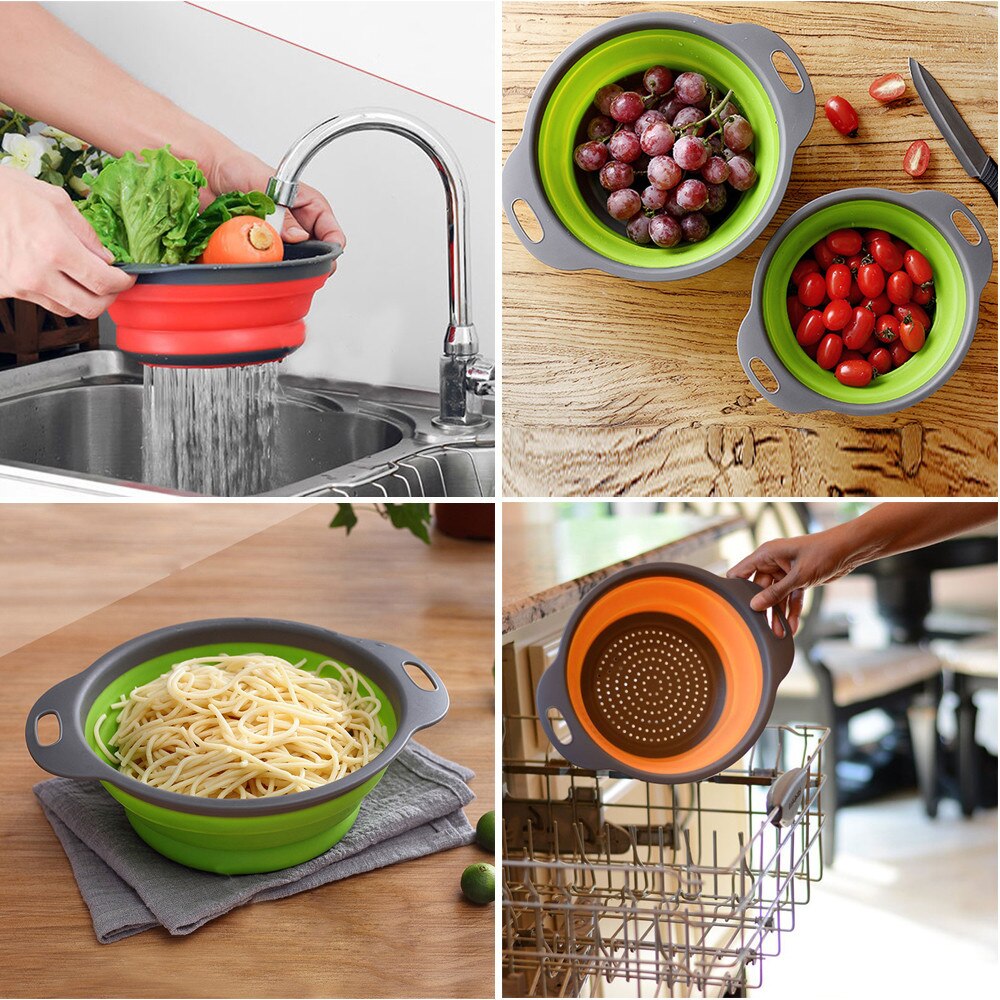 Creatieve Keuken Fruit Groente Wassen Gereedschap Nuttig Opvouwbare Reiniging Mand Zeef Keuken Accessoires Gadgets Supplies2020